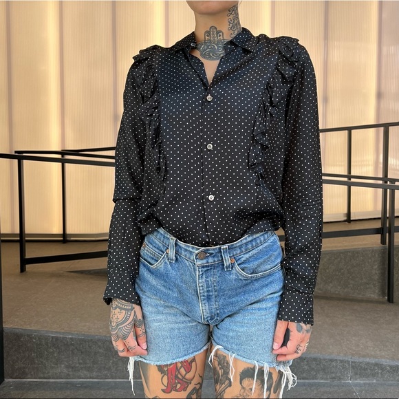 CDG CDG polka-dot ruffle trim satin shirt size L from the F/W 2009 collection - Picture 15 of 16